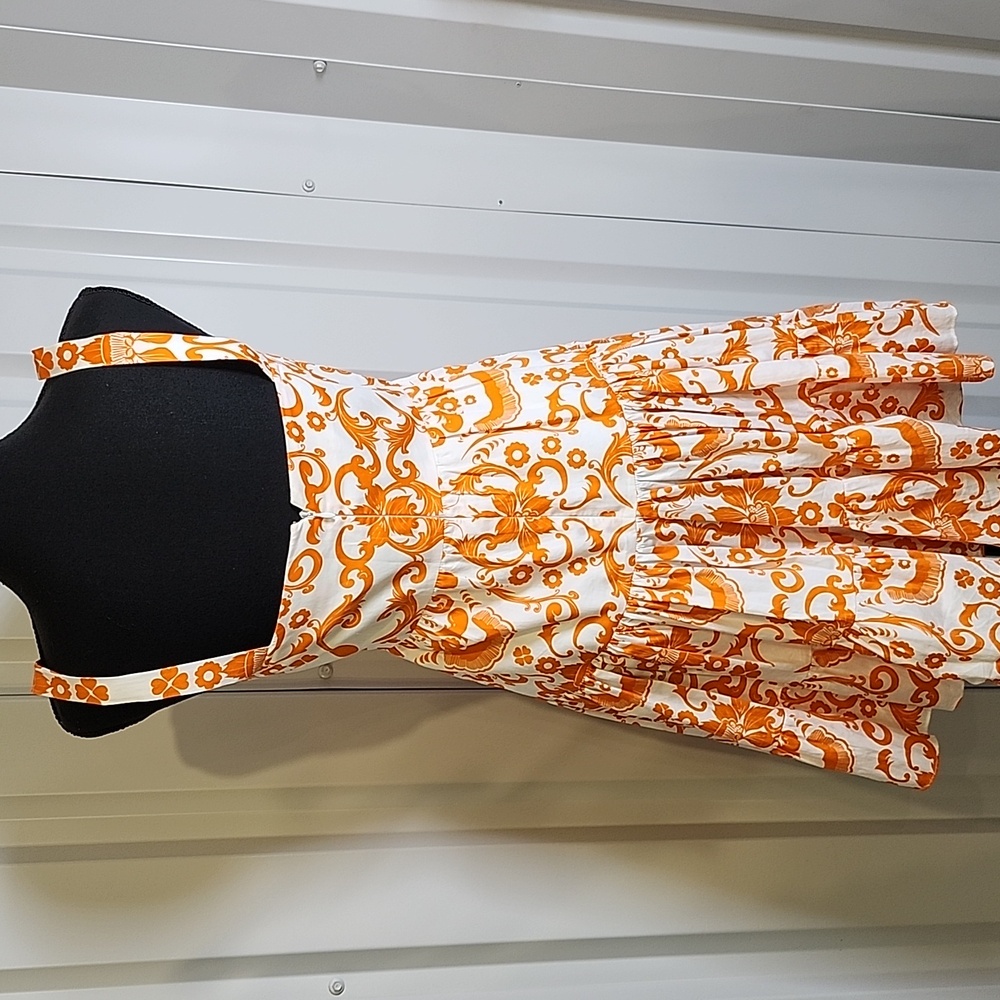 Borgo De Nor Freddie Printed Tiered Cotton-poplin Mini Dress In Orange Size 10 - Picture 2 of 9